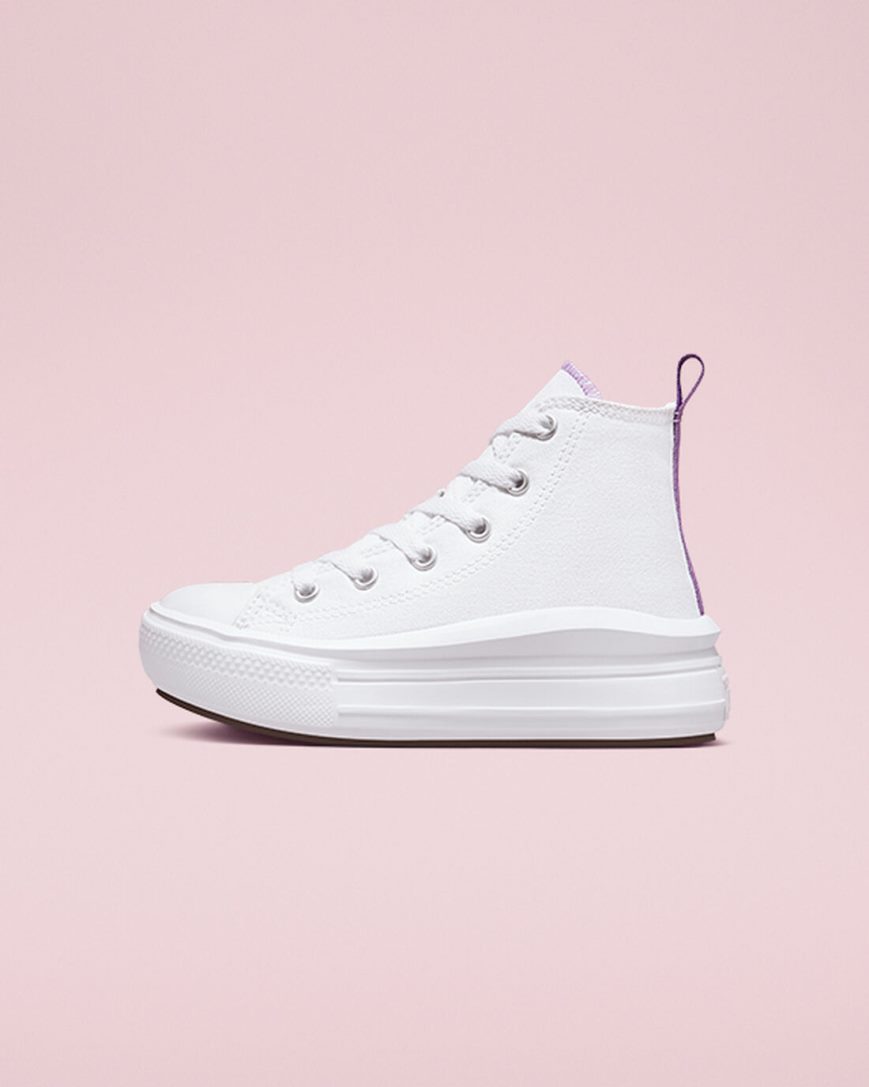 Sapatos Plataforma Converse Chuck Taylor All Star Move Cano Alto Menina Branco Roxo Branco | PT N01T379